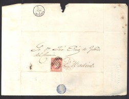 ESPAGNE 1857 4 C  Obl. S/Lettre Entiére Pour Salamanca En Rouge /Madrid - Briefe U. Dokumente