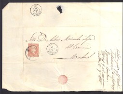 ESPAGNE 1859 4 C  Obl. S/Lettre Entiére Pour Salamanca /Madrid - Briefe U. Dokumente