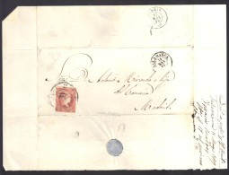 ESPAGNE 1859 4 C  Obl. S/Lettre Entiére Pour Salamanca /Madrid - Storia Postale