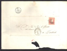 ESPAGNE 1857 4 C  Obl. S/Lettre Entiére Pour Salamanca /Madrid - Lettres & Documents