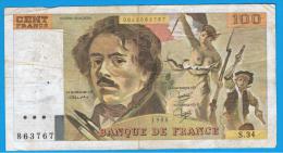 FRANCIA - FRANCE = 100 Francs 1980  P-154 - 100 F 1978-1995 ''Delacroix''