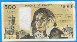 FRANCIA - FRANCE = 500 Francs 1987  P-156 - 500 F 1968-1993 ''Pascal''