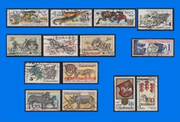 CZ 0001-0001, Collection Of 14 CTO Stamps Of Animals Theme - Collections, Lots & Series