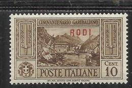 COLONIE ITALIANE EGEO 1932 RODI GARIBALDI 10 C MNH SIGNED - Egeo (Rodi)