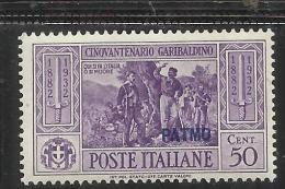 COLONIE ITALIANE EGEO 1932 PATMO GARIBALDI 50 CENT. MNH - Aegean (Patmo)