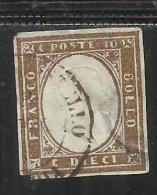 ANTICHI STATI: 1861 SARDEGNA 10 CENTESIMI BRUNO CIOCCOLATO CHIARO ANNULLATO USED - Sardaigne