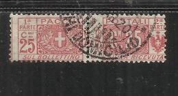 ITALY KINGDOM ITALIA REGNO PACCHI POSTALI 1914 - 1922  NODO DI SAVOIA CENT. 25c USATO USED OBLITERE' - Paketmarken