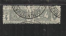 ITALY KINGDOM ITALIA REGNO PACCHI POSTALI PARCEL POST 1914 - 1922  NODO DI SAVOIA LIRE 4 USATO USED OBLITERE' - Pacchi Postali