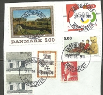 DENMARK Dänemark Danmark Cover Cut Out With Stamps + Nice Cancels - Oblitérés