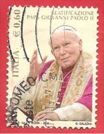 ITALIA REPUBBLICA USATO - 2011 - Beatificazione Di Papa Giovanni Paolo II - € 0,60 - S. 3232 - 2011-20: Oblitérés