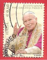 ITALIA REPUBBLICA USATO - 2011 - Beatificazione Di Papa Giovanni Paolo II - € 0,60 - S. 3232 - 2011-20: Usados