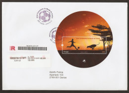 Portugal Mondial Football Afrique Du Sud 2010 Bloc Ronde FDC Recommandée Soccer World Cup South Africa S/s Reg FDC - 2010 – Zuid-Afrika