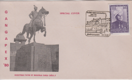 India  1980  Equestrian Statue Of Maharaja Ganga Singh  Bikaner  Special Cover # 49780 - Briefe U. Dokumente