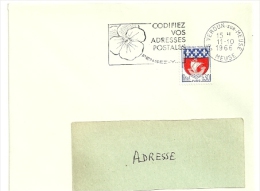 MEUSE - Dépt N° 55 =  VERDUN  1966 = FLAMME Codée = SECAP Multiple ' PENSEZ + CODIFIEZ' = Pensée N° 1 - Code Postal