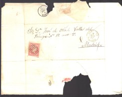 ESPAGNE 1857  4 C  Obl. S/Lettre Entiére Pour  Aranjuez /Madrid - Briefe U. Dokumente