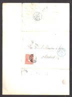 ESPAGNE 1858  4 C  Obl. S/Lettre Entiére Pour  Barcelona En Bleu /Madrid - Lettres & Documents