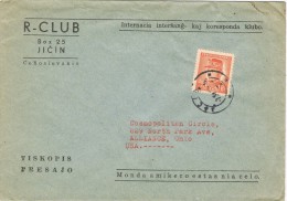 3832. Carta Impresos JICIN (Checoslovaquia) 1935. Esperanto R-Club - Covers & Documents