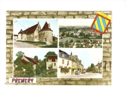 CSM : 58 - Nièvre : Prémery : Multivues ( 4 ) Eglise , Vue Générale , Maisons , Une Rue : Colorisée - Andere & Zonder Classificatie