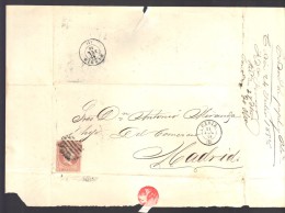 ESPAGNE 1858  4 C  Obl. S/Lettre Entiére Pour Cadiz /Madrid - Storia Postale