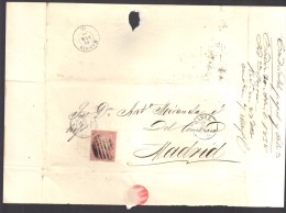 ESPAGNE 1858  4 C  Obl. S/Lettre Entiére Pour Cadiz /Madrid - Briefe U. Dokumente