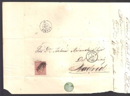 ESPAGNE 1858  4 C  Obl. S/Lettre Entiére Pour Cadiz /Madrid - Briefe U. Dokumente