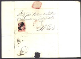 ESPAGNE 1858 4 C  Obl. S/Lettre Entiére Pour Cuenca En Rouge /Madrid - Briefe U. Dokumente