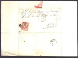 ESPAGNE 1858 4 C  Obl. S/Lettre Entiére Pour Cuenca En Rouge /Madrid - Briefe U. Dokumente