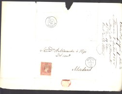 ESPAGNE 1858 4 C  Obl. S/Lettre Entiére Pour Murcia /Madrid - Briefe U. Dokumente