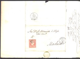 ESPAGNE 1858 4 C  Obl. S/Lettre Entiére Pour Murcia /Madrid - Briefe U. Dokumente