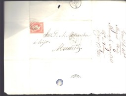 ESPAGNE 1857 4 C  Obl. S/Lettre Entiére Pour Almeda /Madrid - Briefe U. Dokumente