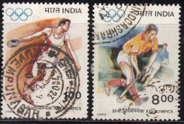 India Used 1992, 2 Diff., Olympics, Discus Throw, Hockey, Sport, - Usati