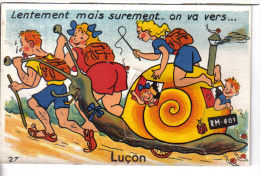 LUCON (85) - CPA - Carte à Système : "lentement On Va Vers ..." Escargot - 10 Vues - Lucon
