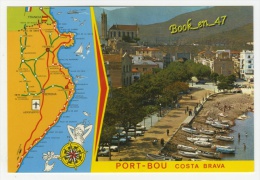 {53135} Costa Brava Port Bou , Carte Plan Et Vue ; Animée , - Cartes Géographiques