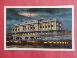 Baltimore,MD--New Union Station By Night--not Mailed--PJ154 - Andere & Zonder Classificatie