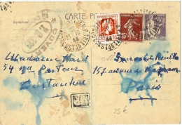 LBL17 - ALGERIE - EP CP TYPE PAIX 55c + COMPL.TS SEMEUSE ET MARIANNE D'ALGER CONSTANTINE / PARIS 27/10/1944 - Brieven En Documenten