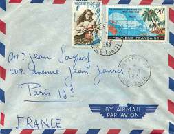 1963  Lettre Avion Pour La France Conférence Du Pacifique-Sud Yv 17, Joueuse De Guitate Yv 1 - Lettres & Documents