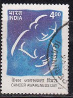 India Used 2001,  Cancer Awarness Day, Women Self Examing For Breast Cancer, Health, Disease,   (sample Image) - Used Stamps