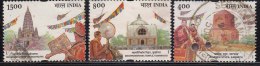 India Used 2002, 3v Bauddha Mahotsav Festival, Buddha, Buddhism Religion, Music Instruments, - Used Stamps