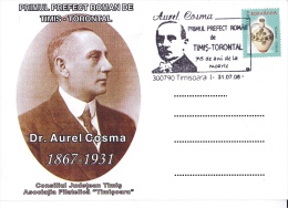 DR AUREL COSMA,THE FIRST ROMANIAN GOVERNOR OF TIMIS,2006,SPECIAL COVER,ROMANIA - Briefe U. Dokumente