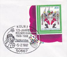 1997  CLOWN EVENT COVER KOLN CARNIVAL Anniv  Germany Stamps Clowns - Karnaval