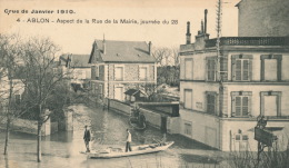 ( CPA 94 )  ABLON  /  Crue De Janvier 1910  -  Aspect De La Rue De La Mairie, Journée Du 28  - - Ablon Sur Seine