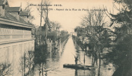 ( CPA 94 )  ABLON  /  Crue De Janvier 1910  -  Aspect De La Rue De Paris, Journée Du 28  - - Ablon Sur Seine
