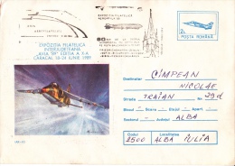 AVIONS,THE FIRST FLY AT ZEPPELINS,1989, COVER STATIONERY,SPECIAL OBLITERATION,ROMANIA - Zeppelines