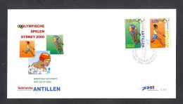 Miv317+Ab SPORT OLYMPISCHE SPELEN FIETS WIELRENNER SWIMMING BICYCLE OLYMPIC GAMES SYDNEY NEDERLANDSE ANTILLEN 2000 FDC's - Sommer 2000: Sydney