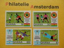 Ghana 1978,  IMPERF / 'GHANA WINNERS' OVERPRINT / FOOTBALL SOCCER VOETBAL FUSSBALL FUTBOL CALCIO: Mi 771-74, Type B, ** - Fußball-Afrikameisterschaft