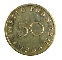 Allemagne -  50 Franken - Saarland - 1954  -  Br.Alu - Tb+ - 50 Francos