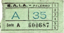 PALERMO  /    S.A.I.A. - BIGLIETTO PER AUTOBUS - Europa