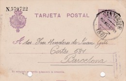 00036 Entero Postal Santander A Barcelona 1924 - 1850-1931