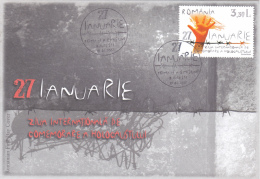 HOLOCAUST , 27 JANUARY - INTERNATIONAL DAY FOR THE COMMEMORATION OF THE HOLOCUAST , COVER FDC,ROMANIA - Judaisme