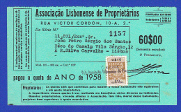 LISBOA, 1958 -- TIMBRE FISCAL 0$10 . DEZ CENTAVOS - Storia Postale